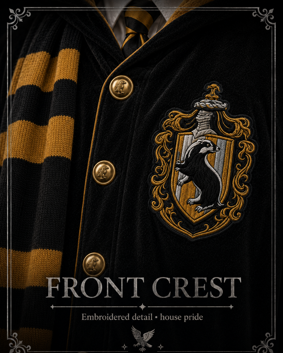 Hufflepuff front crest detail