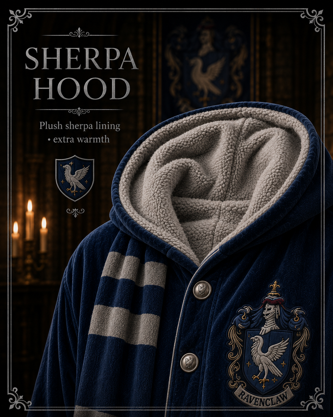 Ravenclaw sherpa hood detail